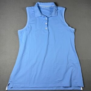 Peter Millar Womens Sleeveless Polo Shirt Size L Blue Performance Golf Active